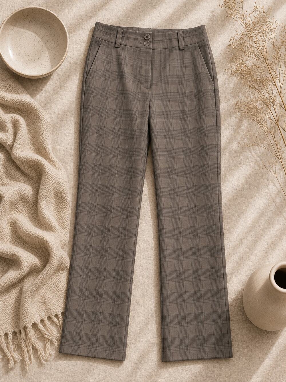 Nike Golf Women's Dri-FIT Plaid Straight Leg Golf Pants Brown Stretch Size 6